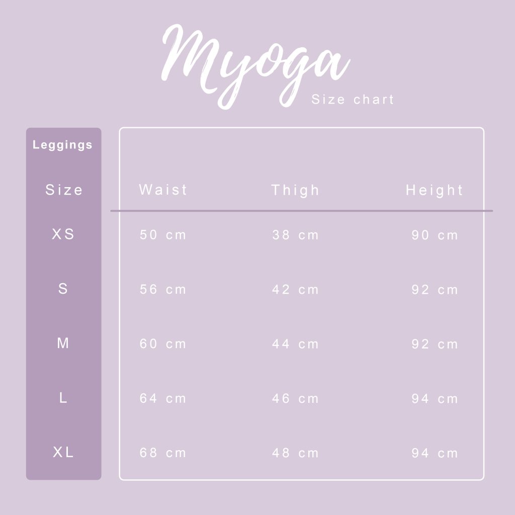 جدول راهنمای اندازه لگ ورزشی یوگا
