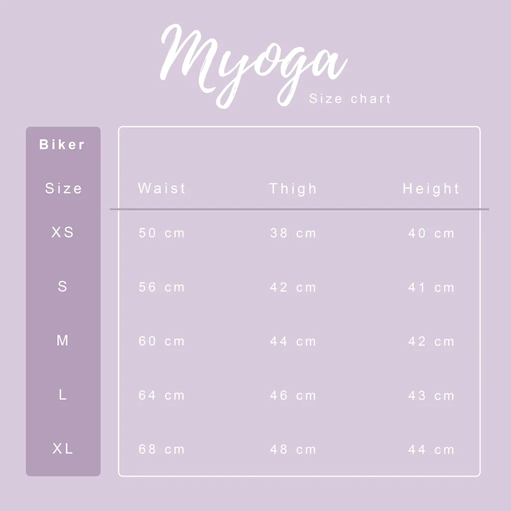 جدول راهنمای اندازه شلوارک شلوارک ورزشی یوگا