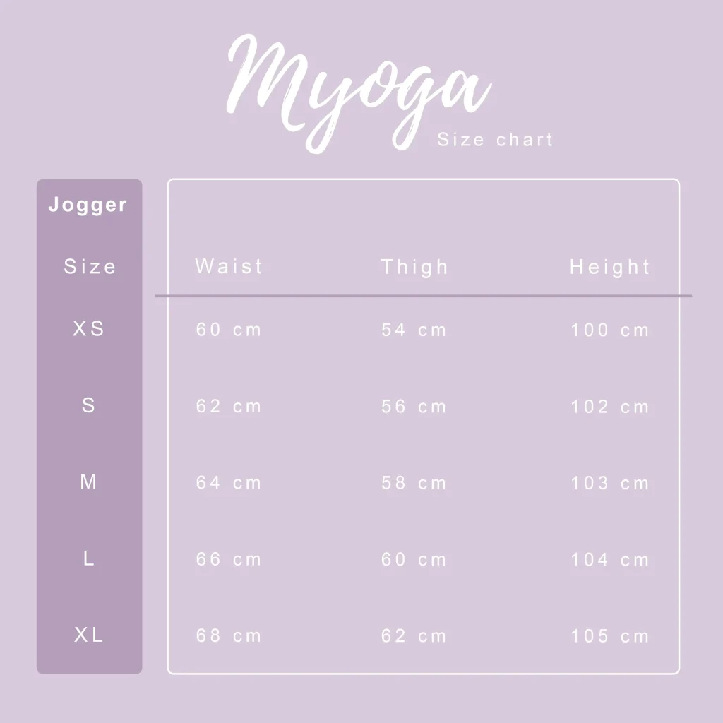 جدول راهنمای اندازه شلوار یوگا